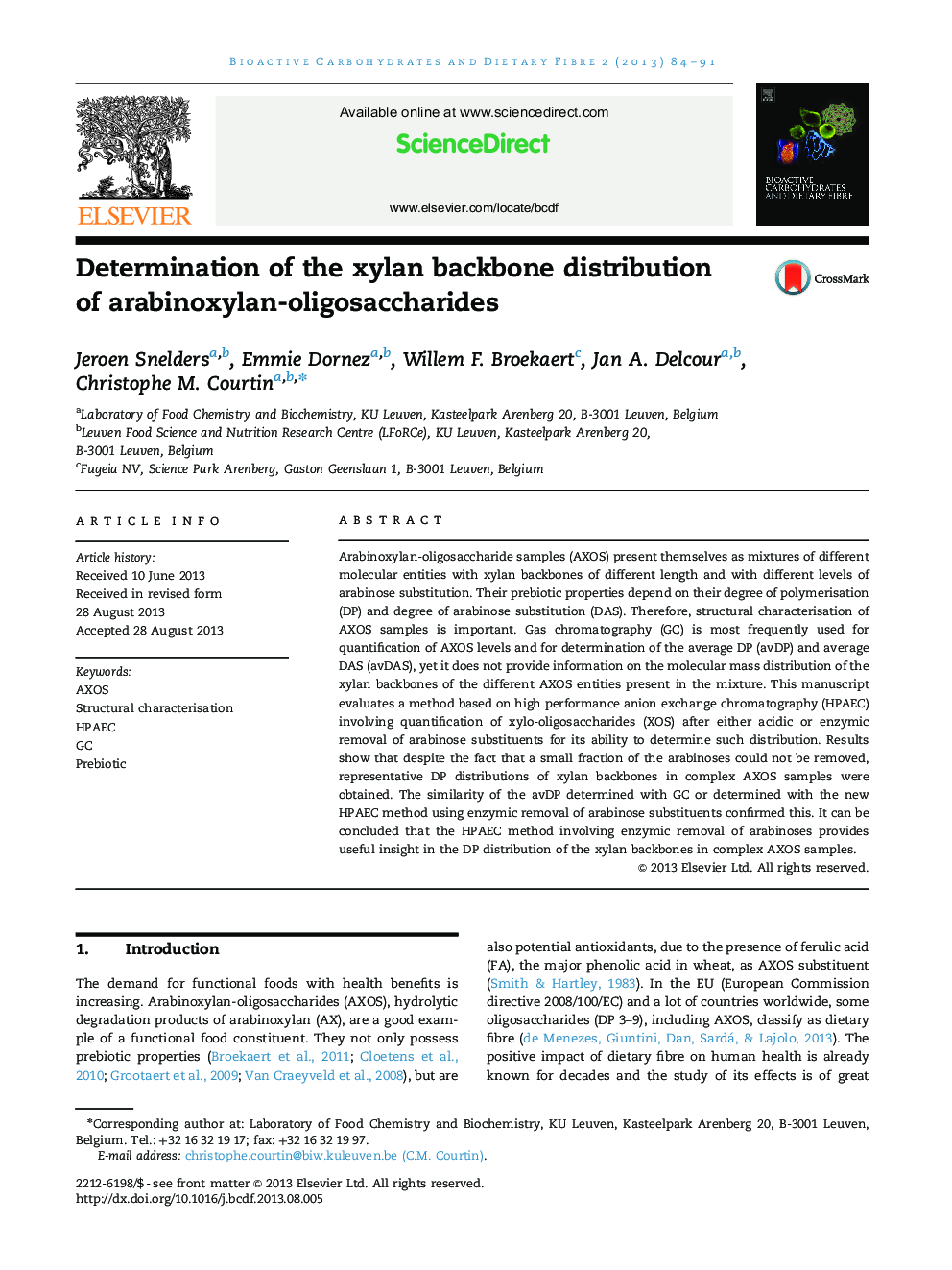 Determination of the xylan backbone distribution of arabinoxylan-oligosaccharides