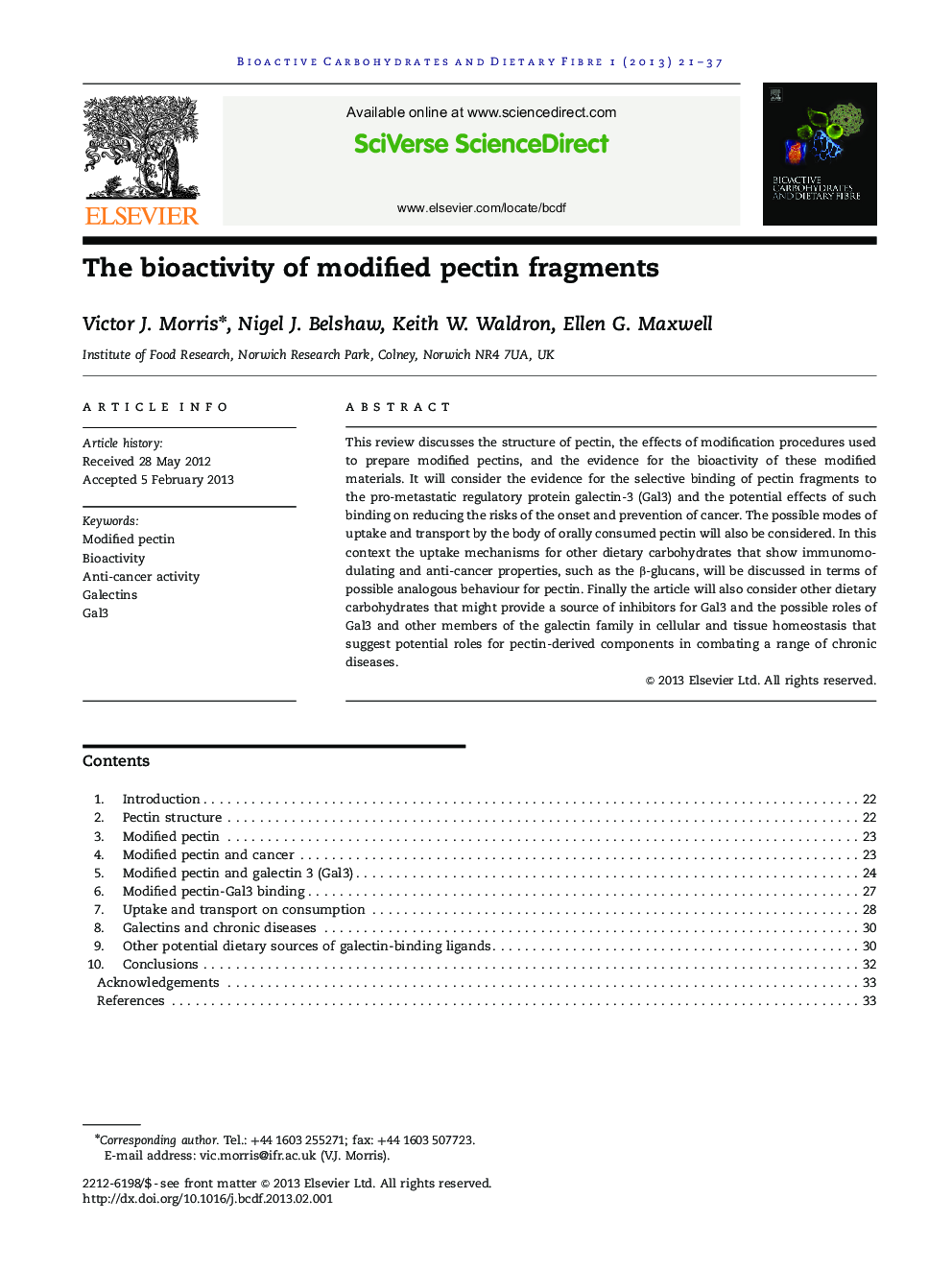 The bioactivity of modified pectin fragments