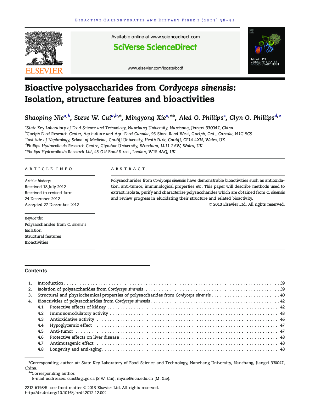 Bioactive polysaccharides from Cordyceps sinensis: Isolation, structure features and bioactivities