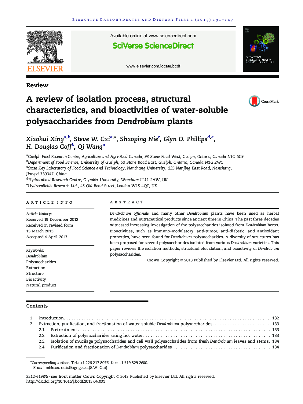 A review of isolation process, structural characteristics, and bioactivities of water-soluble polysaccharides from Dendrobium plants