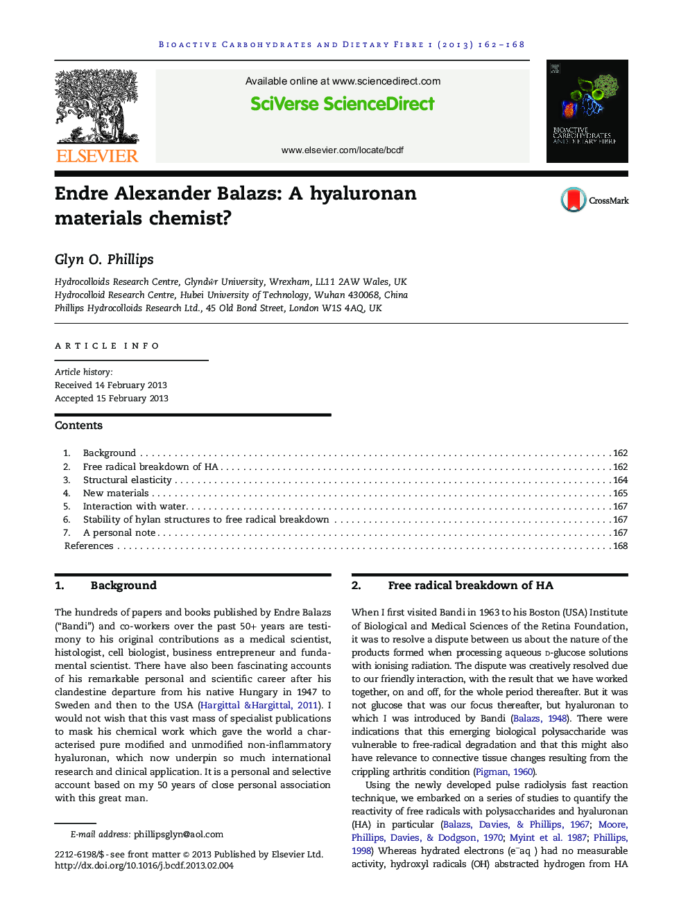 Endre Alexander Balazs: A hyaluronan materials chemist?