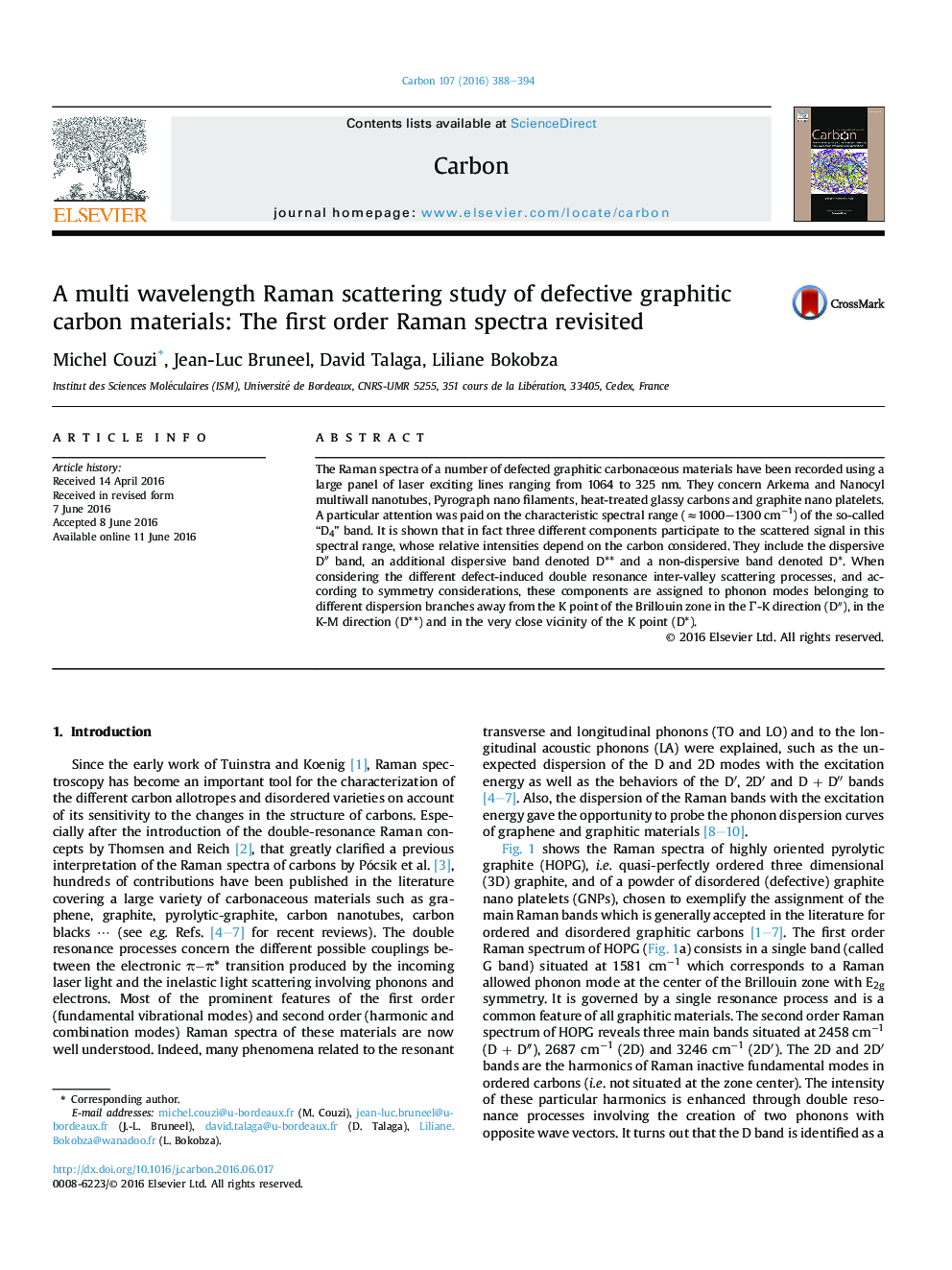 A multi wavelength Raman scattering study of defective graphitic carbon materials: The first order Raman spectra revisited