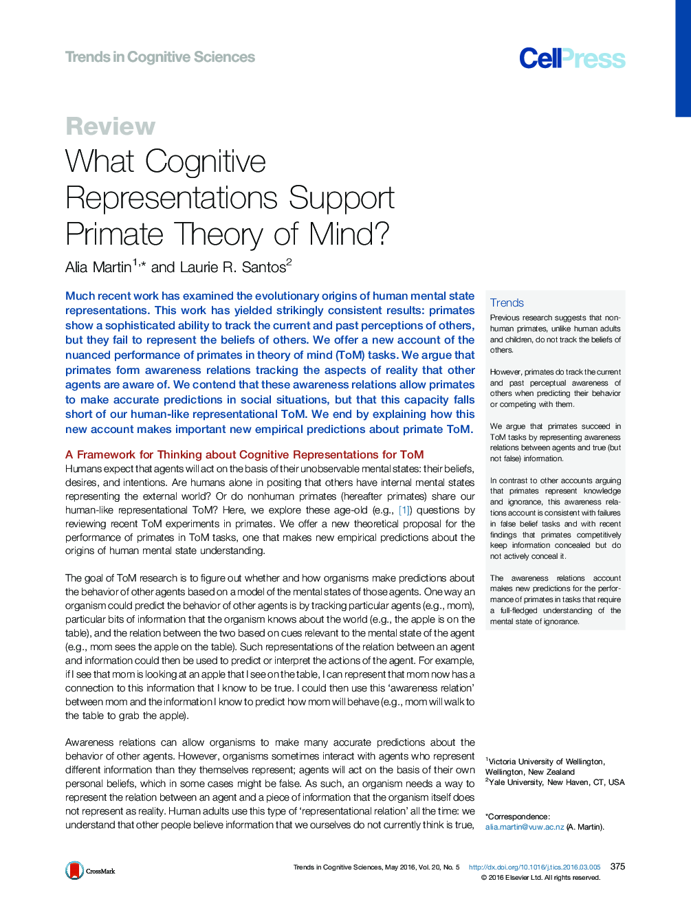 What Cognitive Representations Support Primate Theory of Mind?