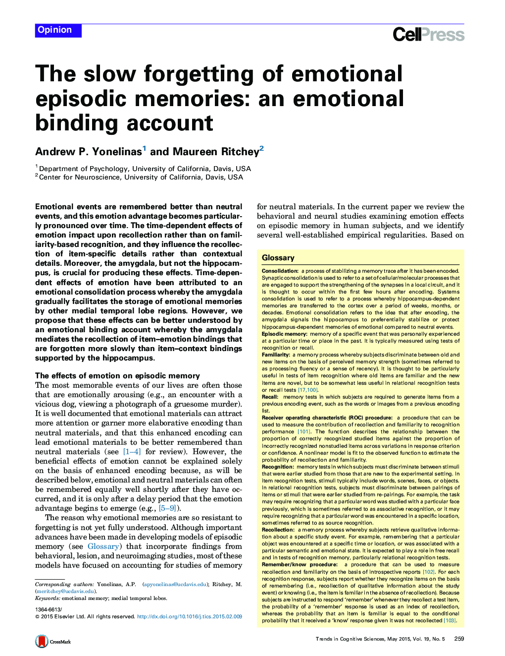 فراموشی آهسته خاطرات اپیزودیک عاطفی: یک حساب اتصال عاطفی