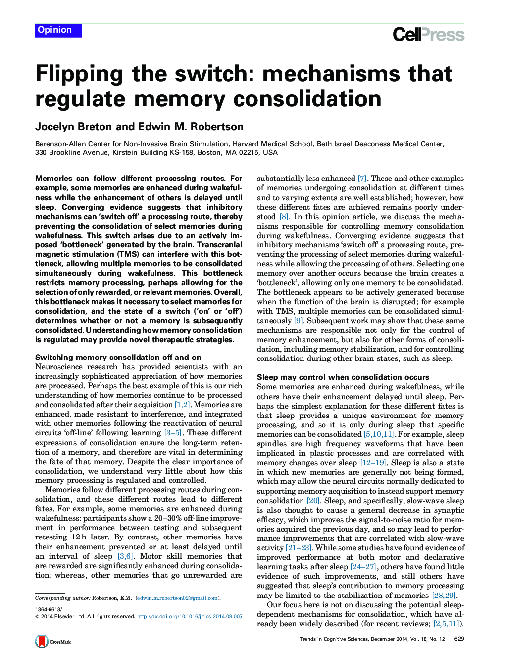 Flipping the switch: mechanisms that regulate memory consolidation