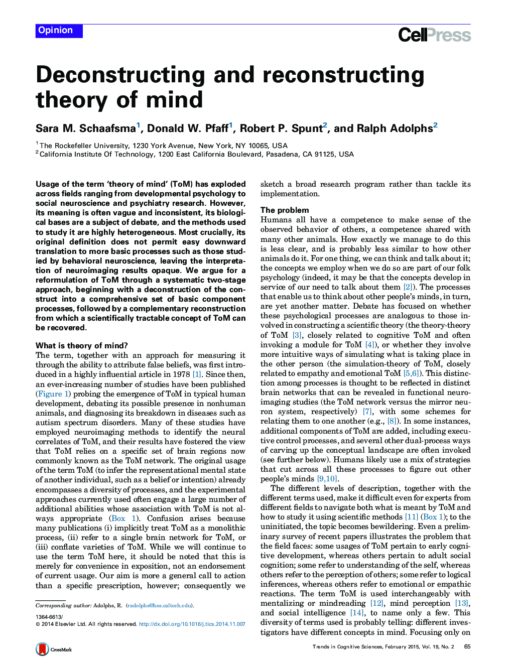 Deconstructing and reconstructing theory of mind