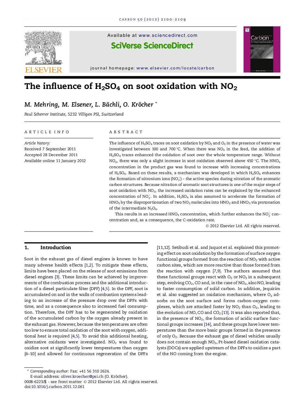 The influence of H2SO4 on soot oxidation with NO2