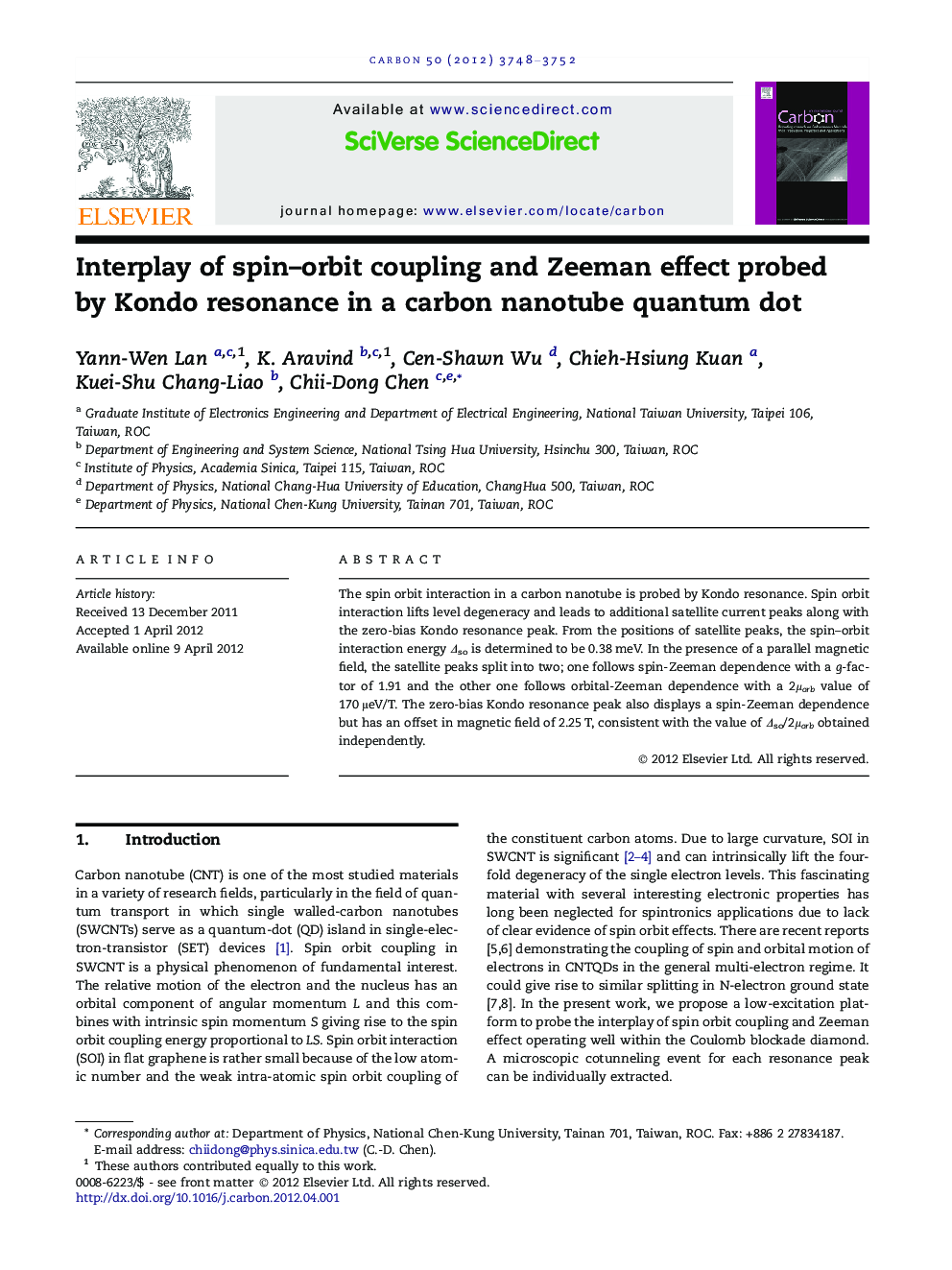 Interplay of spin–orbit coupling and Zeeman effect probed by Kondo resonance in a carbon nanotube quantum dot