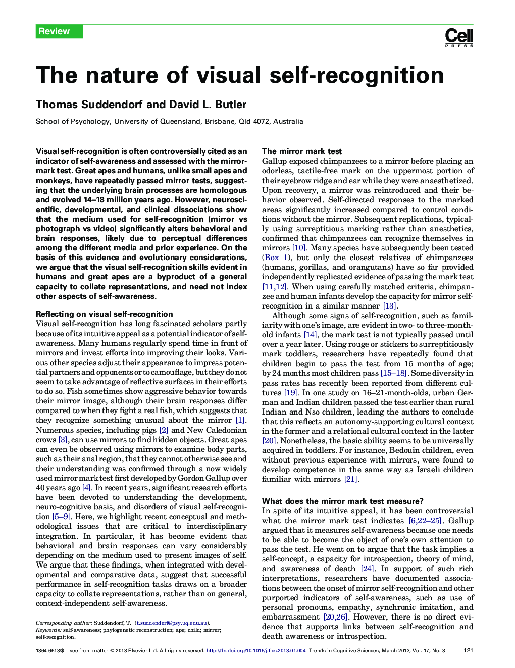 The nature of visual self-recognition