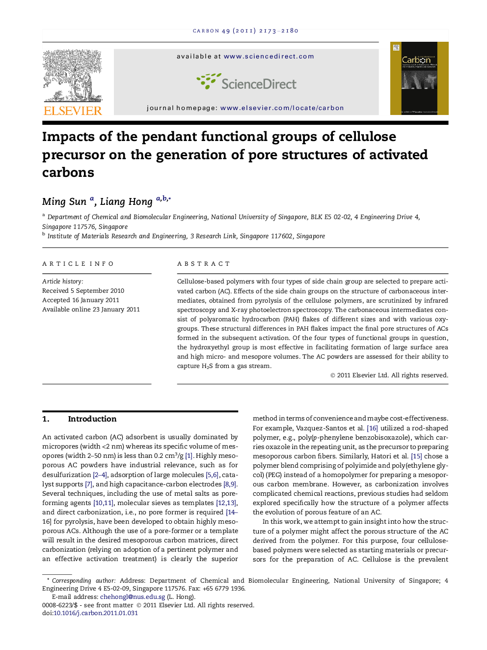 Impacts of the pendant functional groups of cellulose precursor on the generation of pore structures of activated carbons
