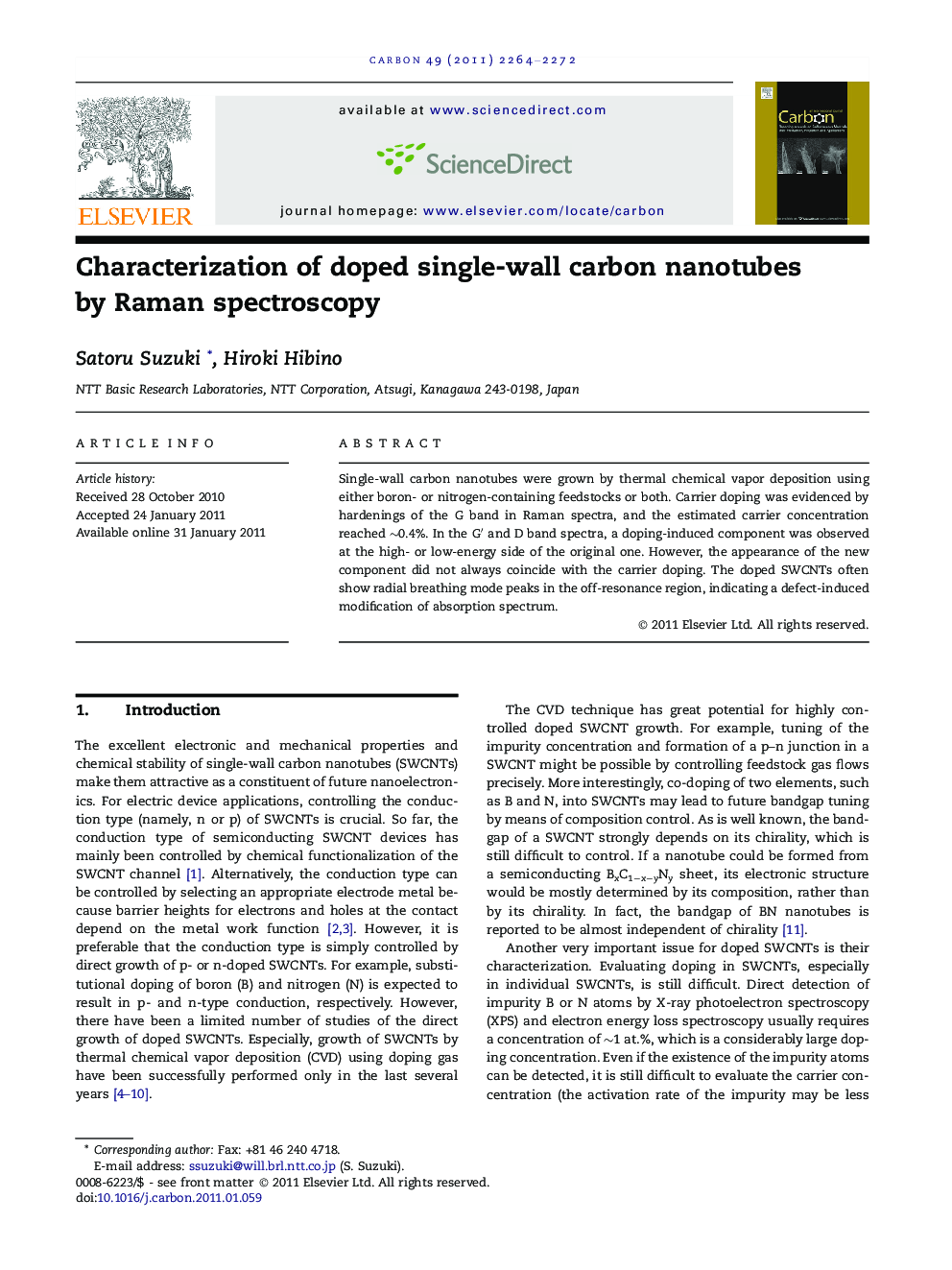 Characterization of doped single-wall carbon nanotubes by Raman spectroscopy