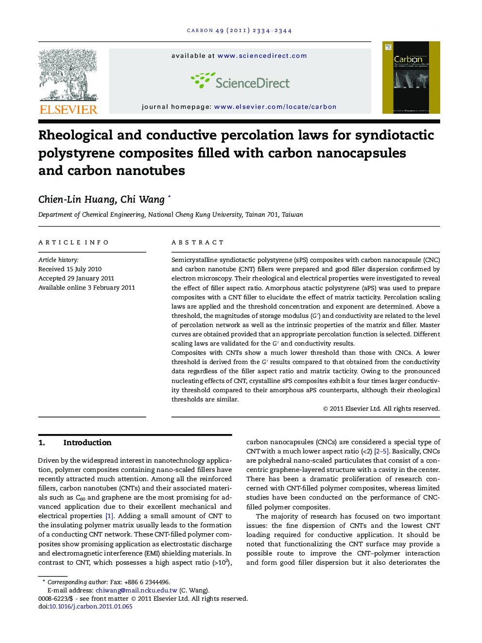 Rheological and conductive percolation laws for syndiotactic polystyrene composites filled with carbon nanocapsules and carbon nanotubes