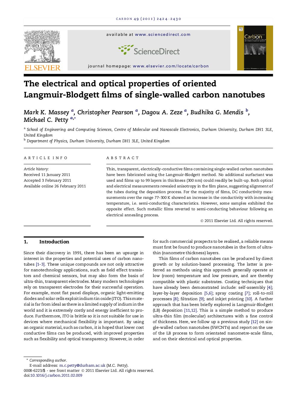 The electrical and optical properties of oriented Langmuir-Blodgett films of single-walled carbon nanotubes