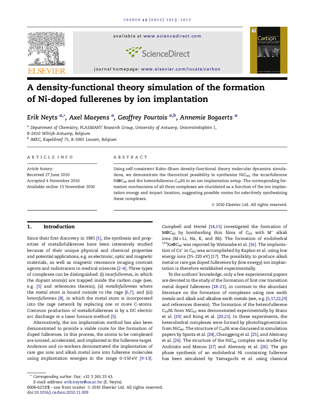 A density-functional theory simulation of the formation of Ni-doped fullerenes by ion implantation