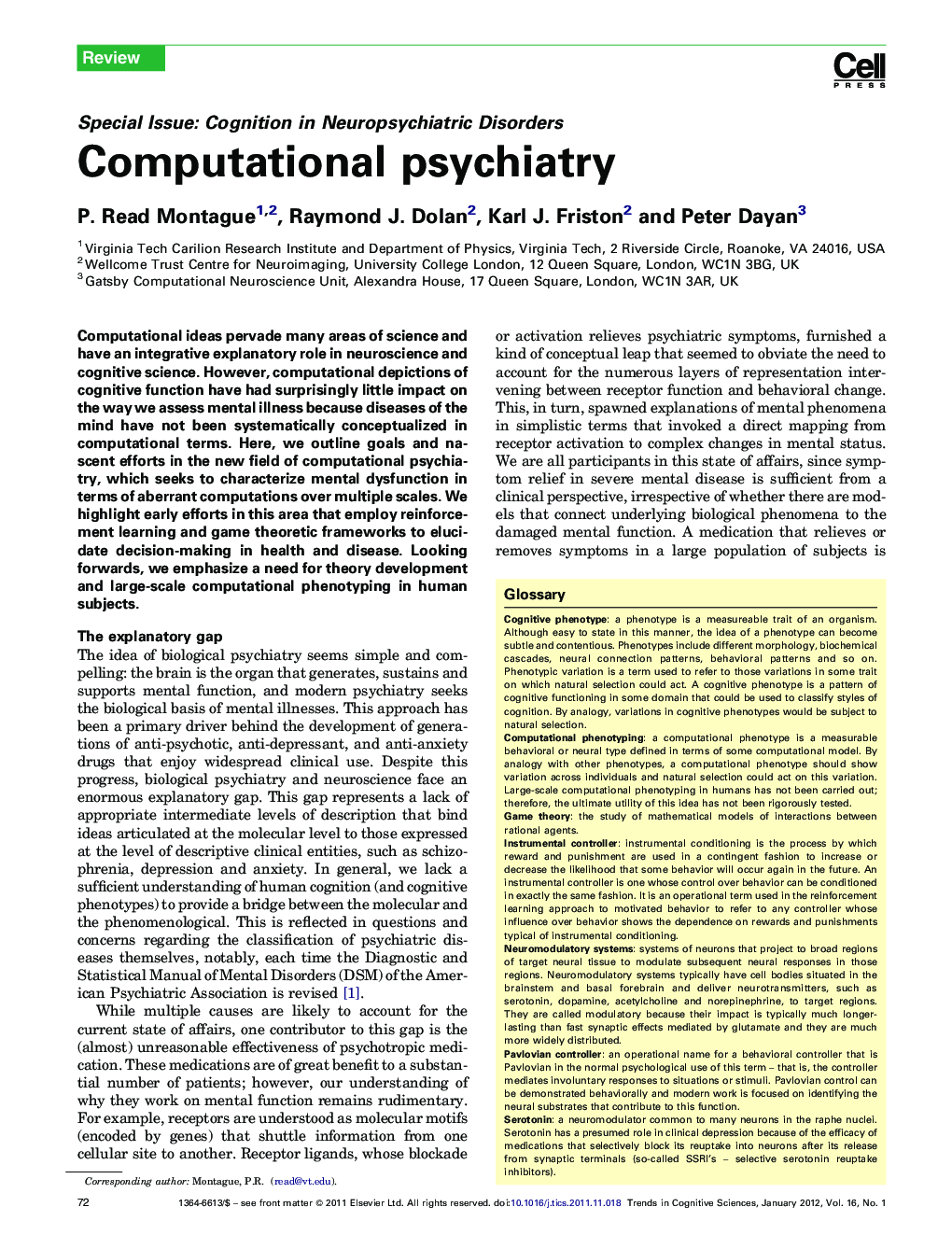 Computational psychiatry