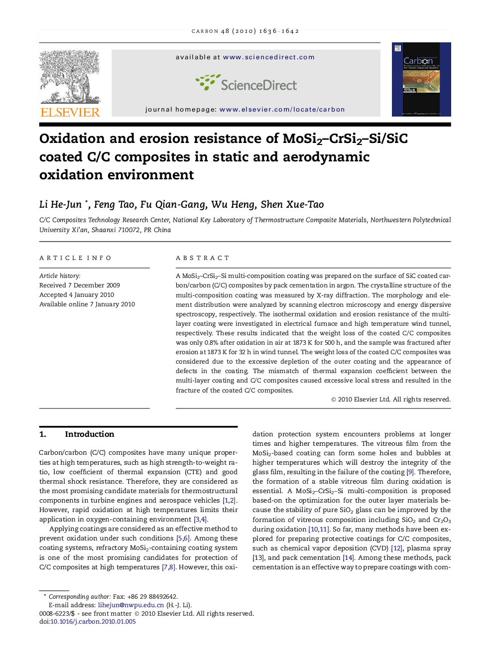 Oxidation and erosion resistance of MoSi2–CrSi2–Si/SiC coated C/C composites in static and aerodynamic oxidation environment