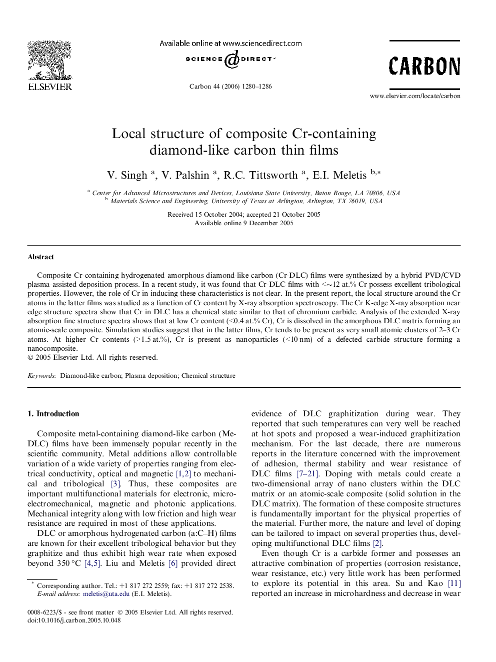 Local structure of composite Cr-containing diamond-like carbon thin films