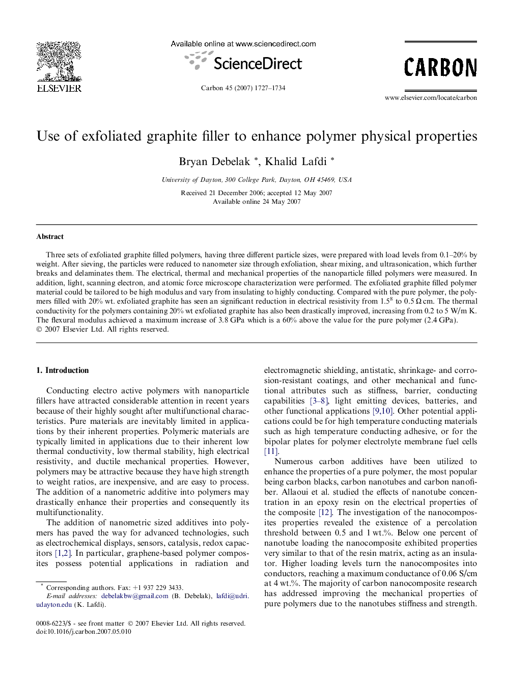 Use of exfoliated graphite filler to enhance polymer physical properties