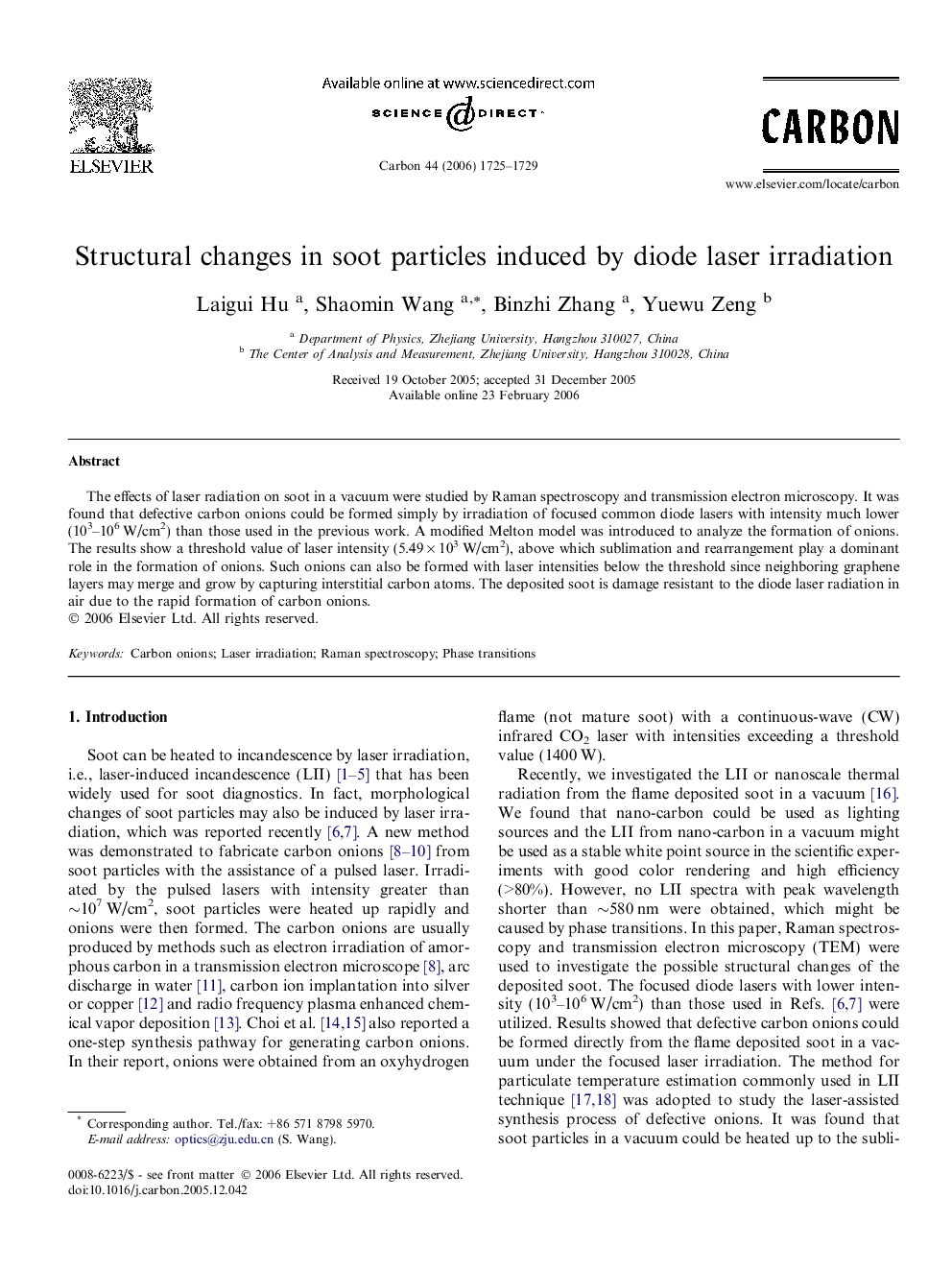 Structural changes in soot particles induced by diode laser irradiation