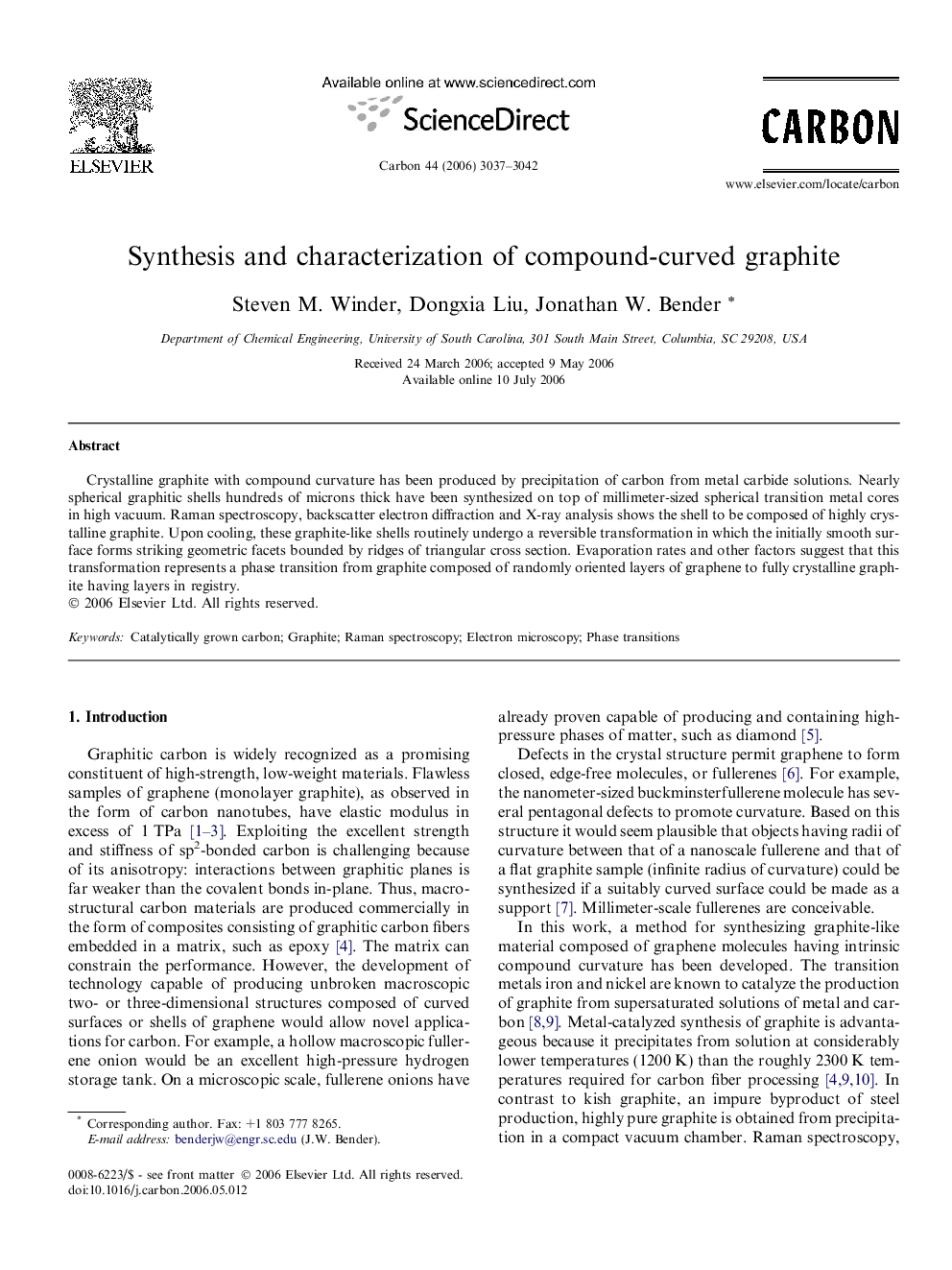 Synthesis and characterization of compound-curved graphite