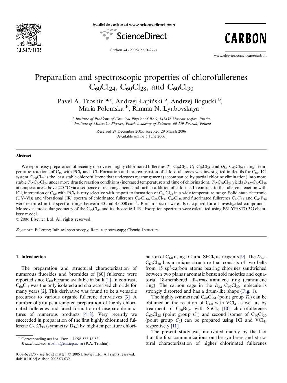 Preparation and spectroscopic properties of chlorofullerenes C60Cl24, C60Cl28, and C60Cl30