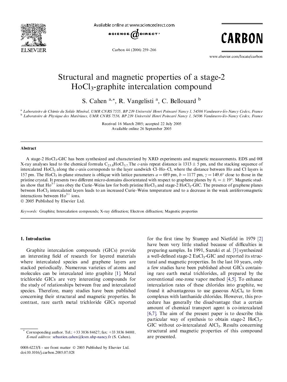 Structural and magnetic properties of a stage-2 HoCl3-graphite intercalation compound