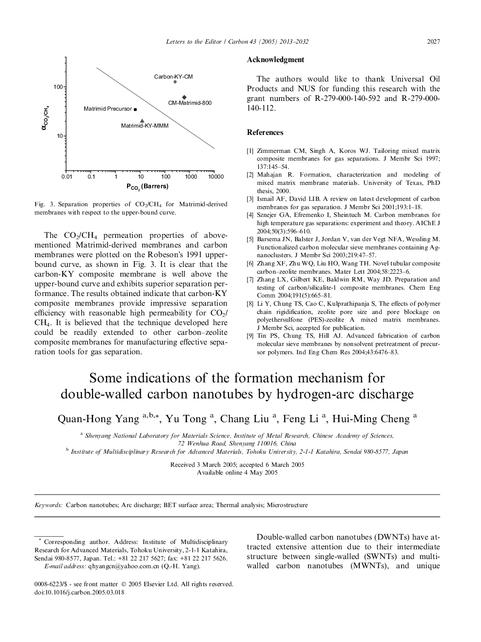 Some indications of the formation mechanism for double-walled carbon nanotubes by hydrogen-arc discharge