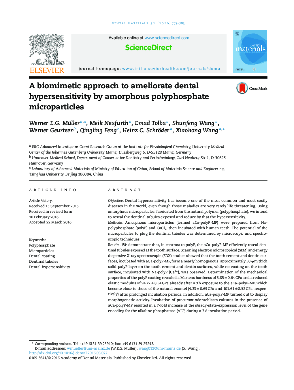 A biomimetic approach to ameliorate dental hypersensitivity by amorphous polyphosphate microparticles