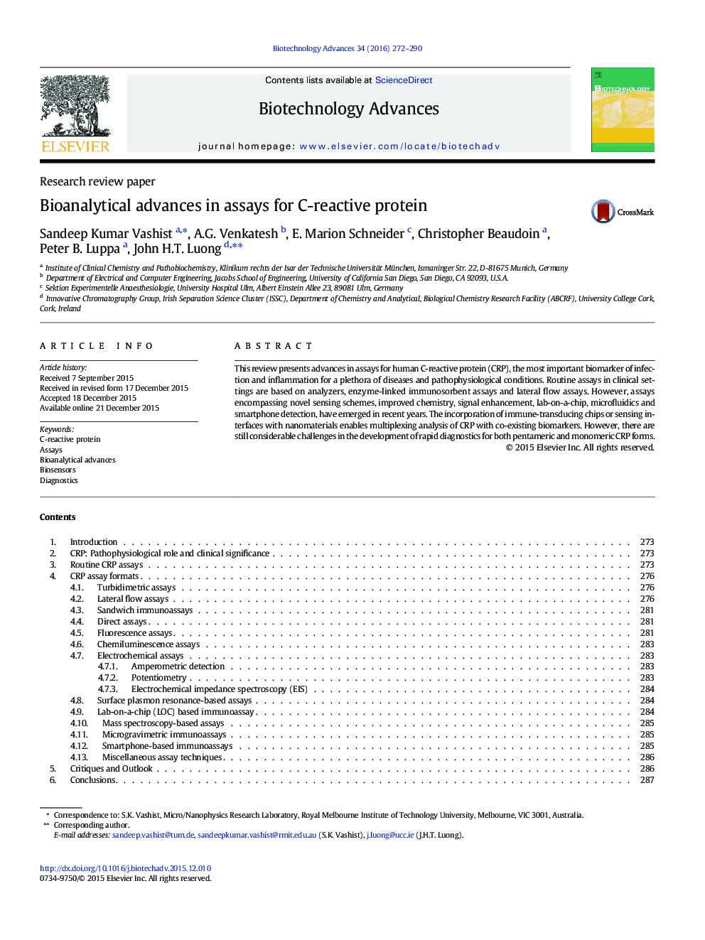 Bioanalytical advances in assays for C-reactive protein