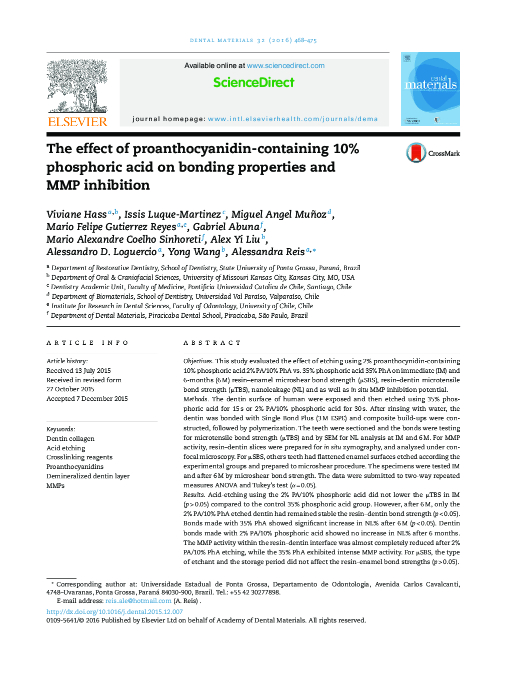 The effect of proanthocyanidin-containing 10% phosphoric acid on bonding properties and MMP inhibition