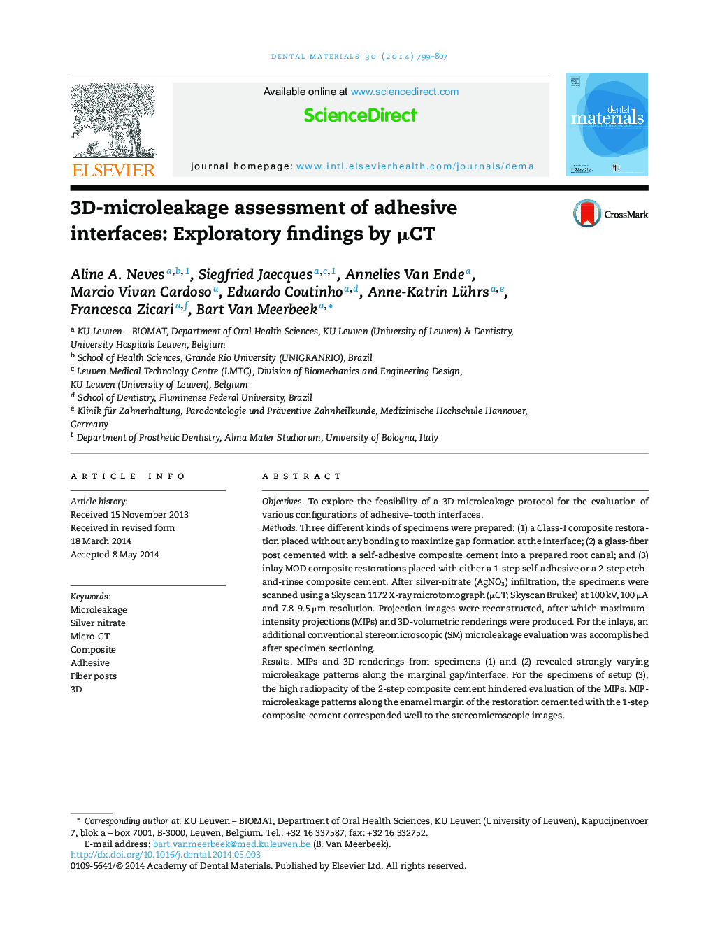 3D-microleakage assessment of adhesive interfaces: Exploratory findings by μCT