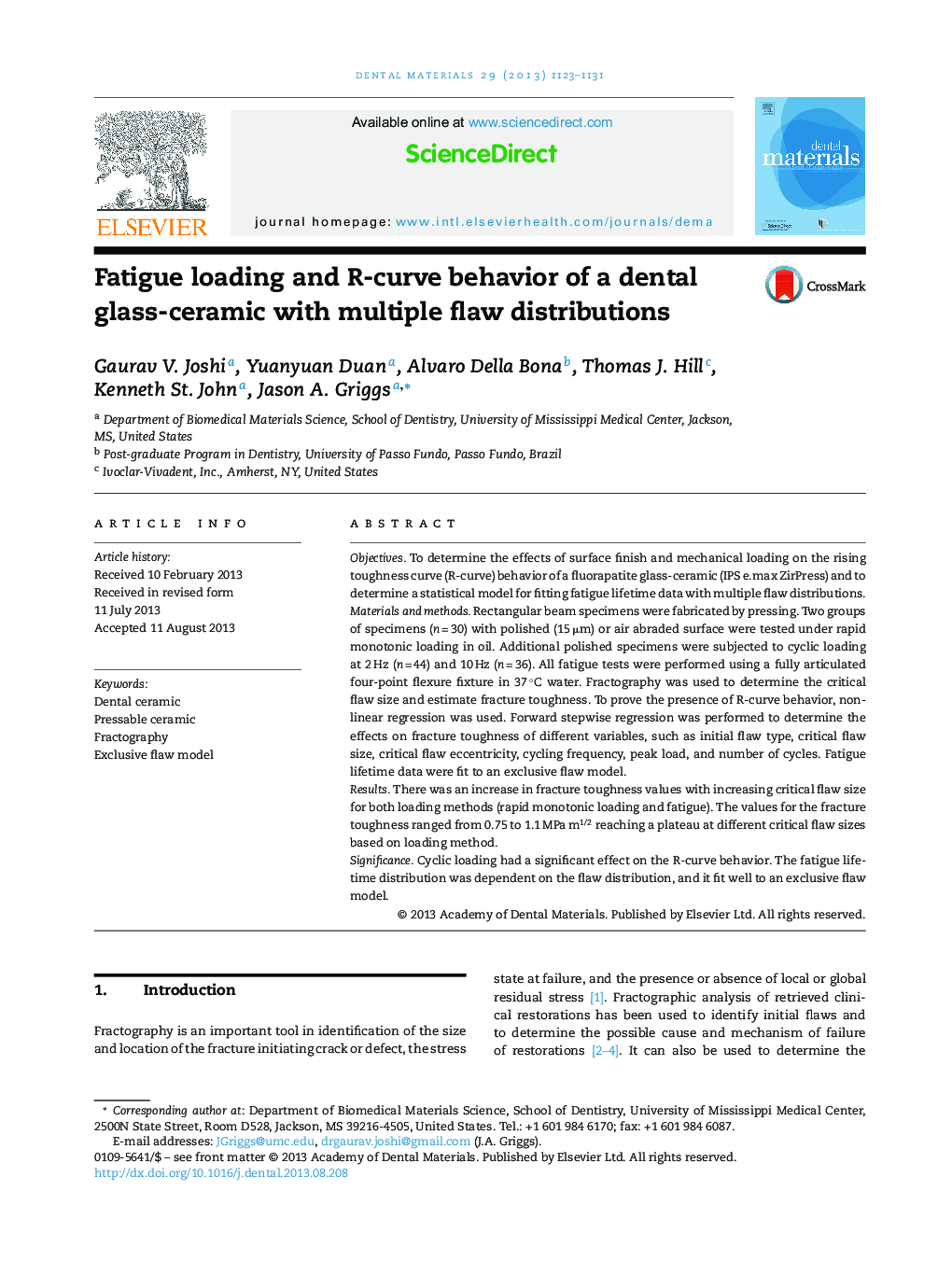 Fatigue loading and R-curve behavior of a dental glass-ceramic with multiple flaw distributions