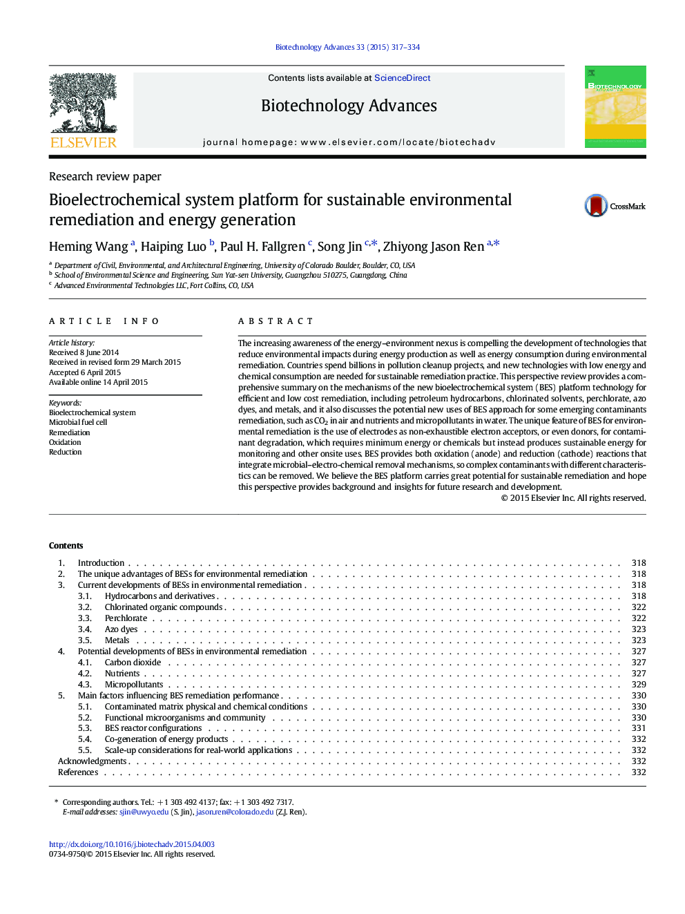 Bioelectrochemical system platform for sustainable environmental remediation and energy generation
