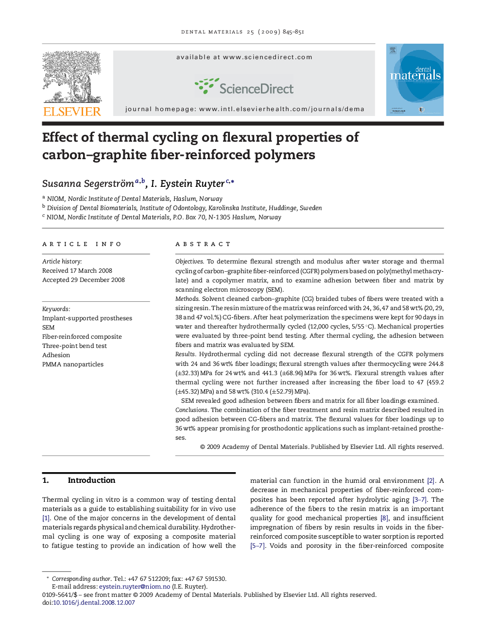 Effect of thermal cycling on flexural properties of carbon–graphite fiber-reinforced polymers