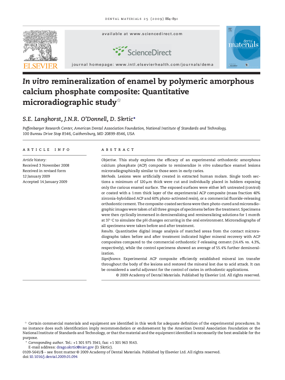 In vitro remineralization of enamel by polymeric amorphous calcium phosphate composite: Quantitative microradiographic study 