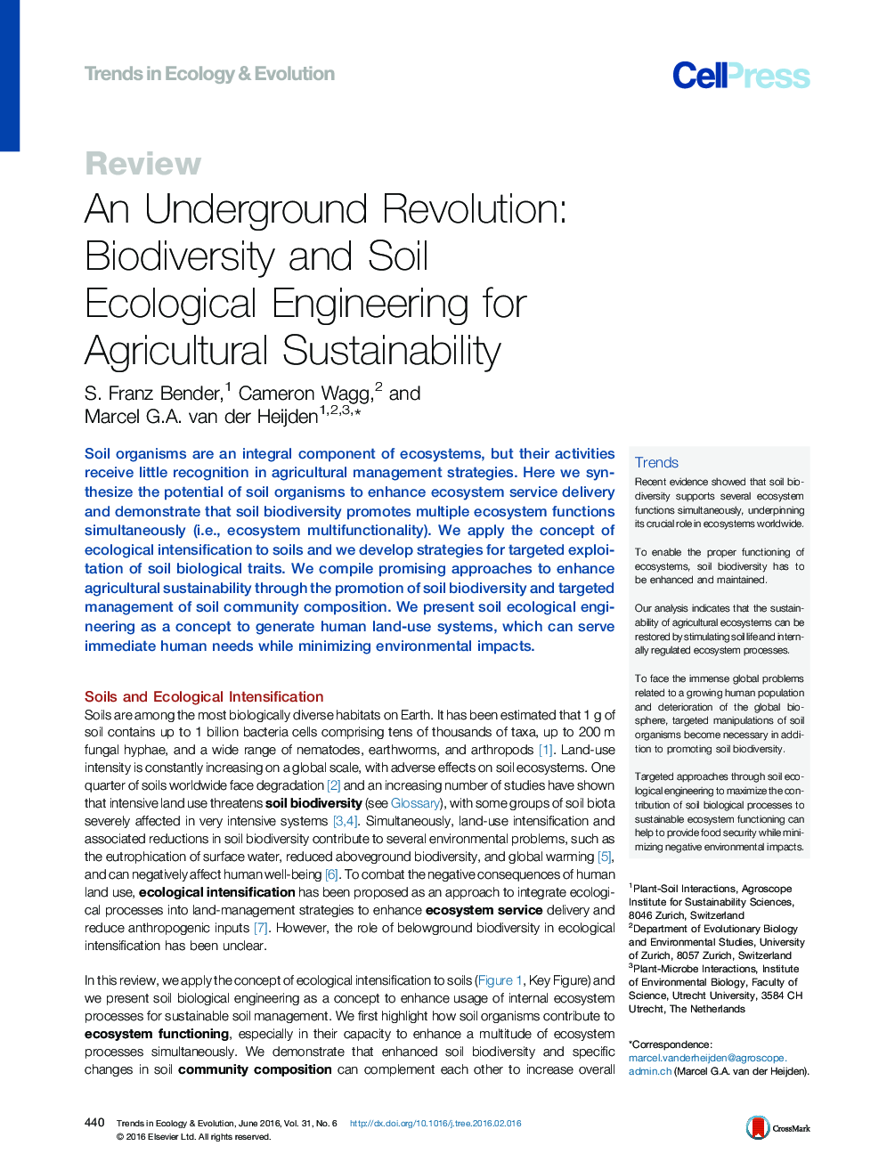 یک انقلاب زیرزمینی: تنوع زیستی و مهندسی اکولوژیک خاک برای توسعه پایدار کشاورزی