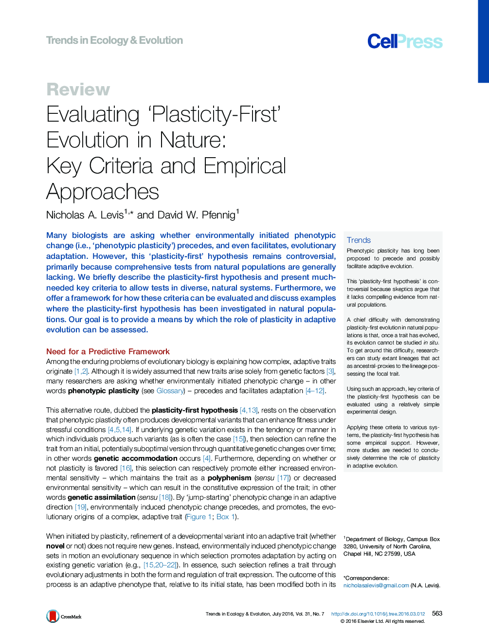 ارزیابی تکامل پلاستیسیته اول در طبیعت: معیارهای کلیدی و روش تجربی