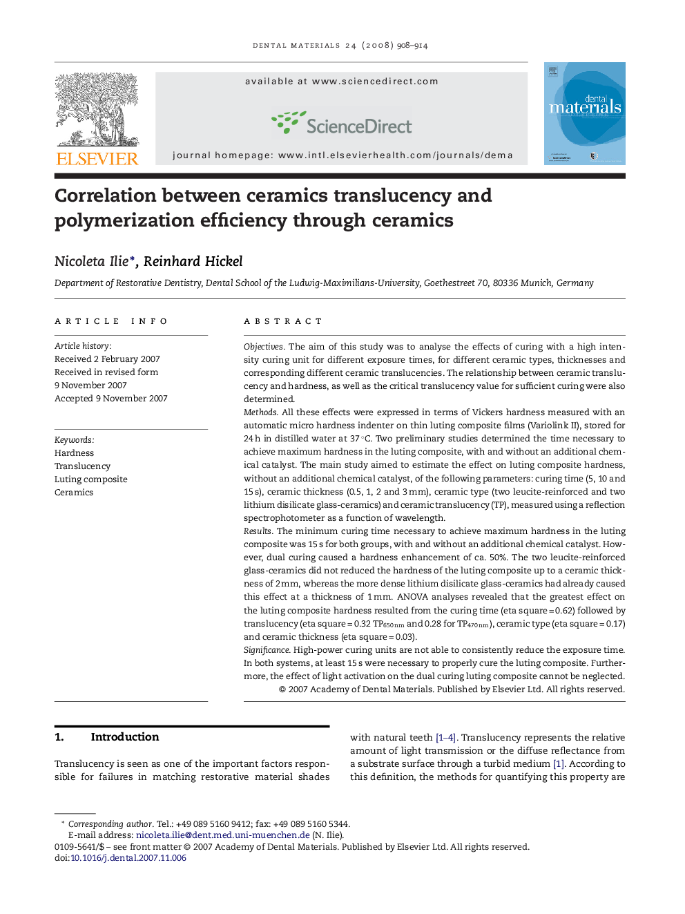 Correlation between ceramics translucency and polymerization efficiency through ceramics