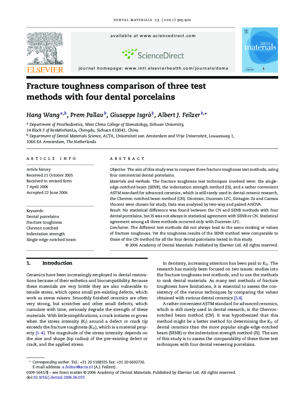 Fracture toughness comparison of three test methods with four dental porcelains