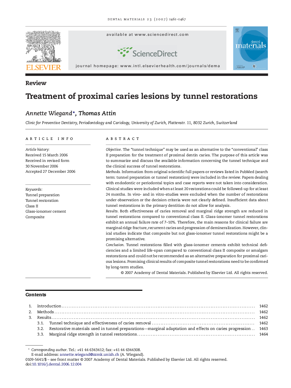 Treatment of proximal caries lesions by tunnel restorations