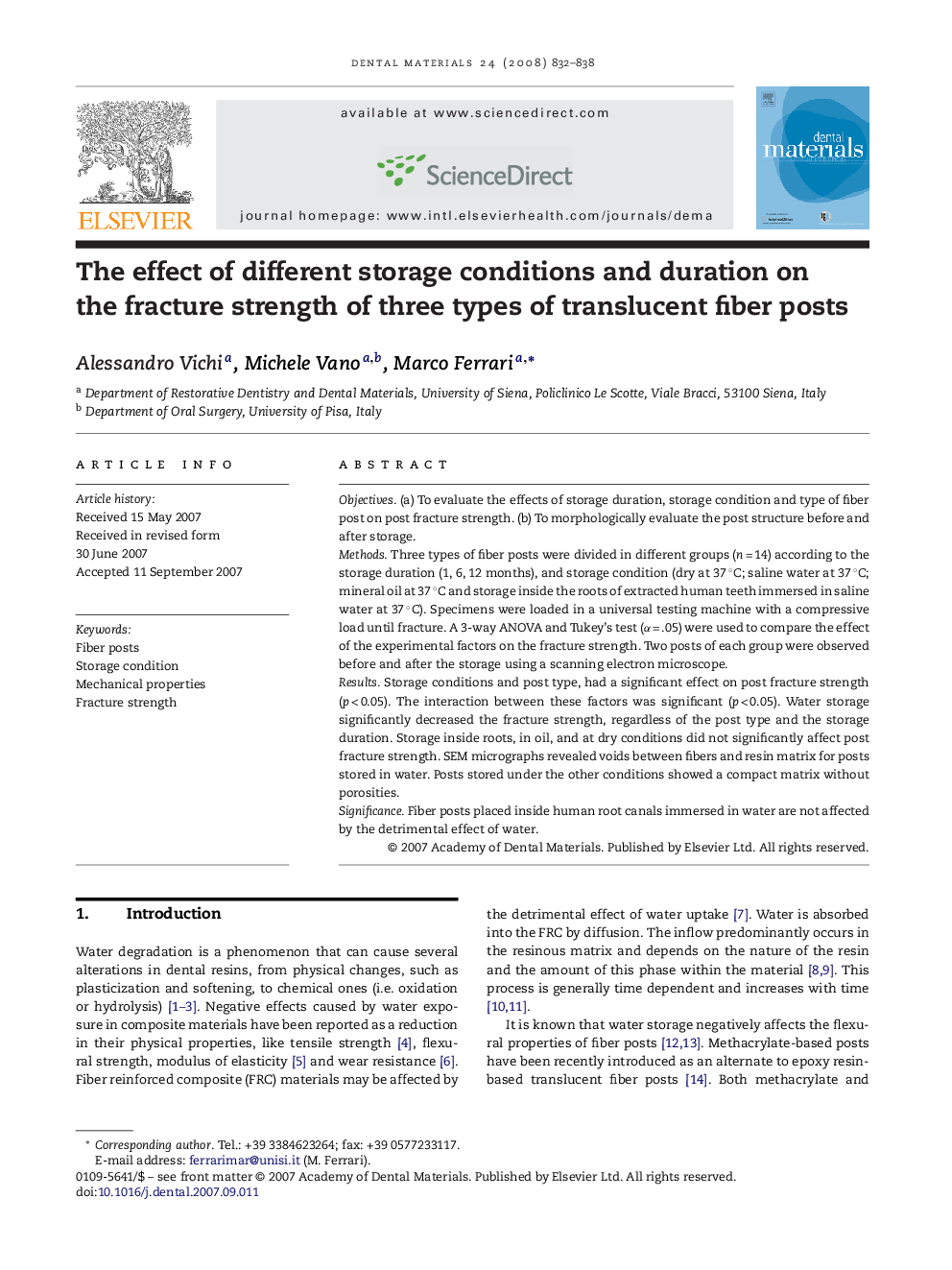 The effect of different storage conditions and duration on the fracture strength of three types of translucent fiber posts