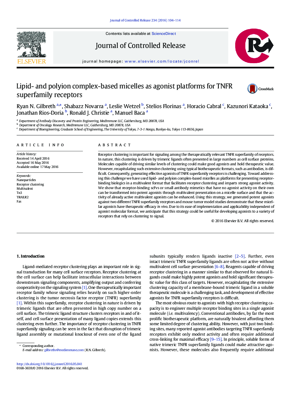 Lipid- and polyion complex-based micelles as agonist platforms for TNFR superfamily receptors