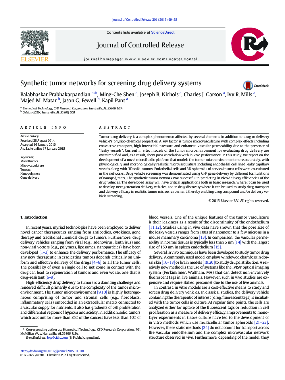 Synthetic tumor networks for screening drug delivery systems