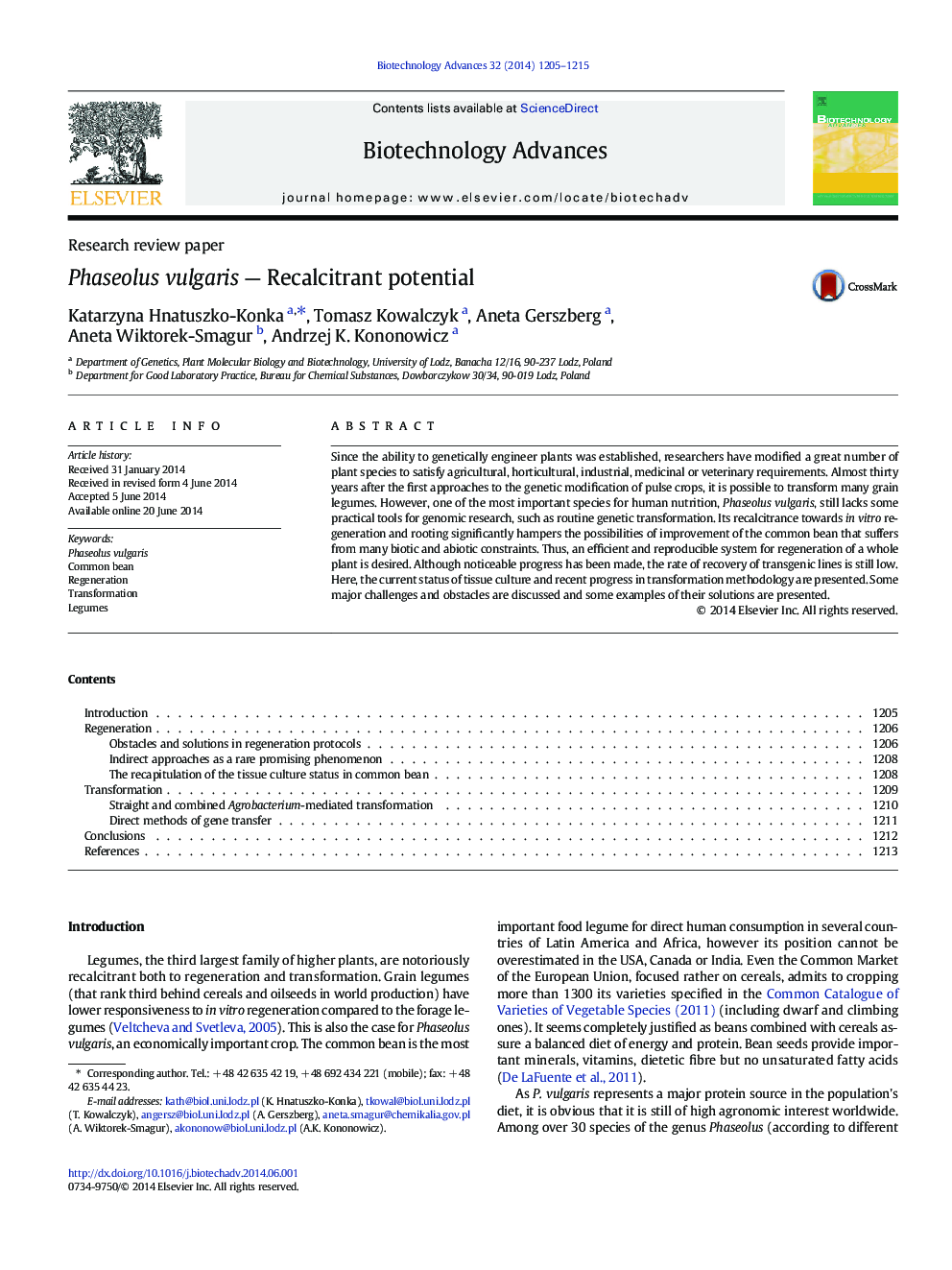 Phaseolus vulgaris — Recalcitrant potential