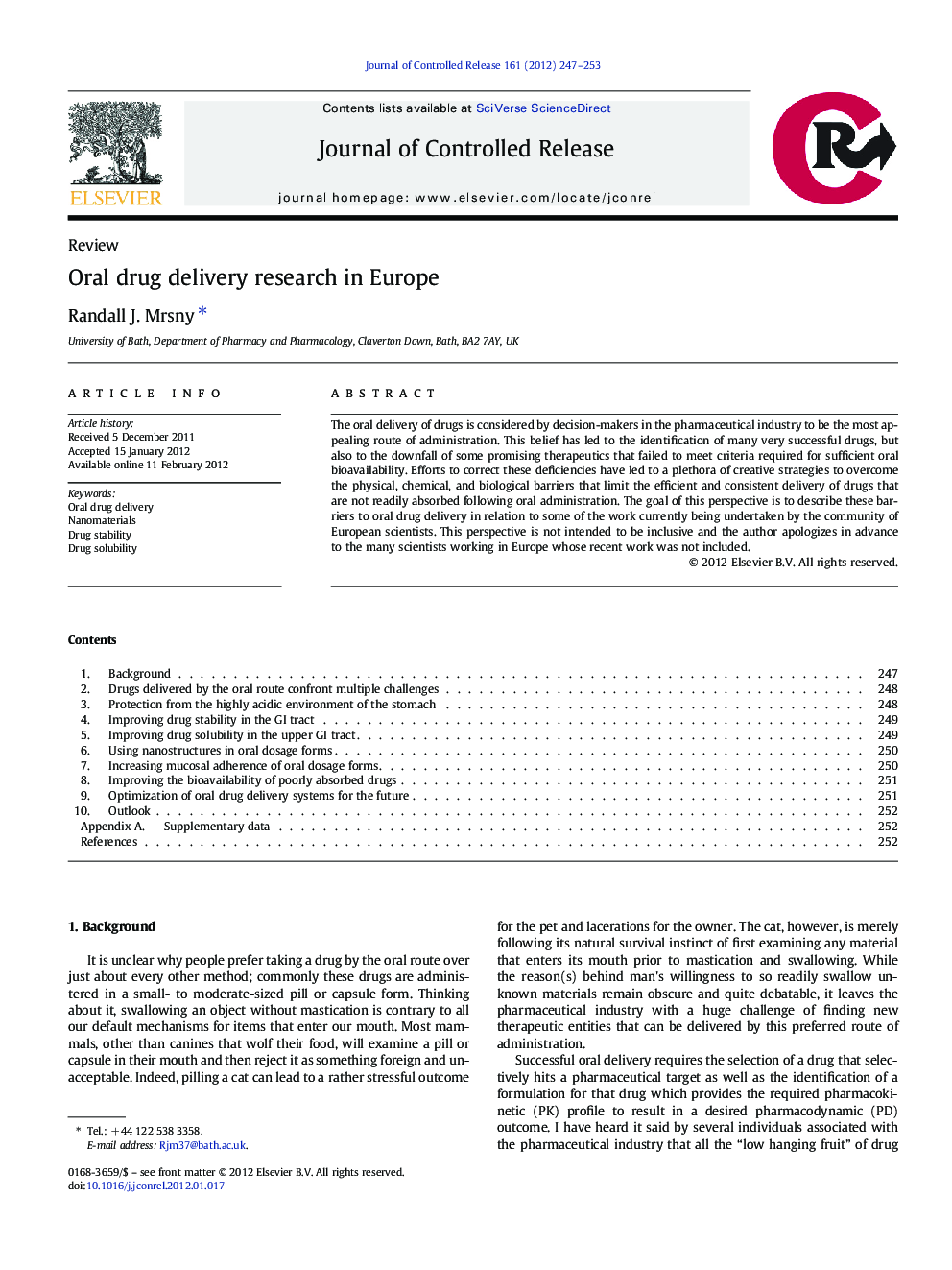 Oral drug delivery research in Europe