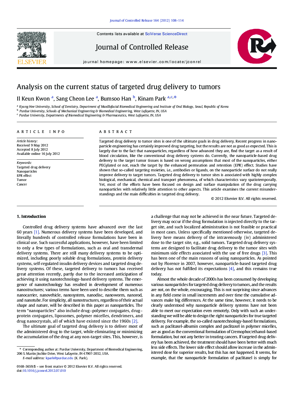 Analysis on the current status of targeted drug delivery to tumors