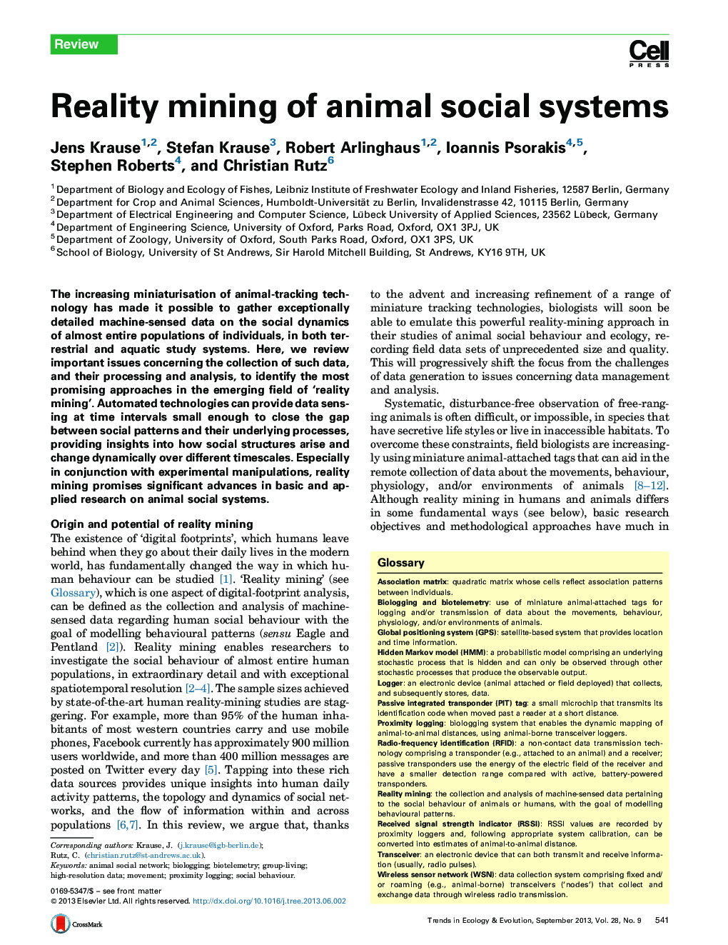 Reality mining of animal social systems