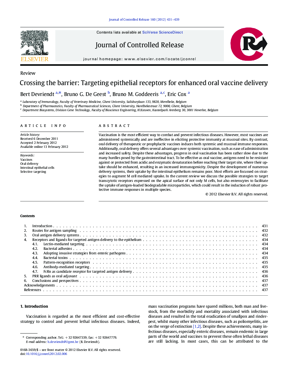 Crossing the barrier: Targeting epithelial receptors for enhanced oral vaccine delivery