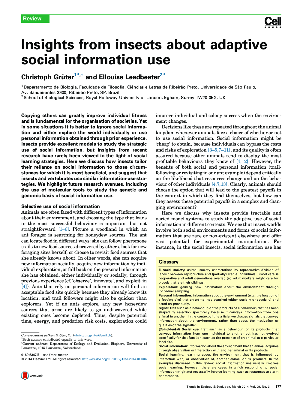 Insights from insects about adaptive social information use