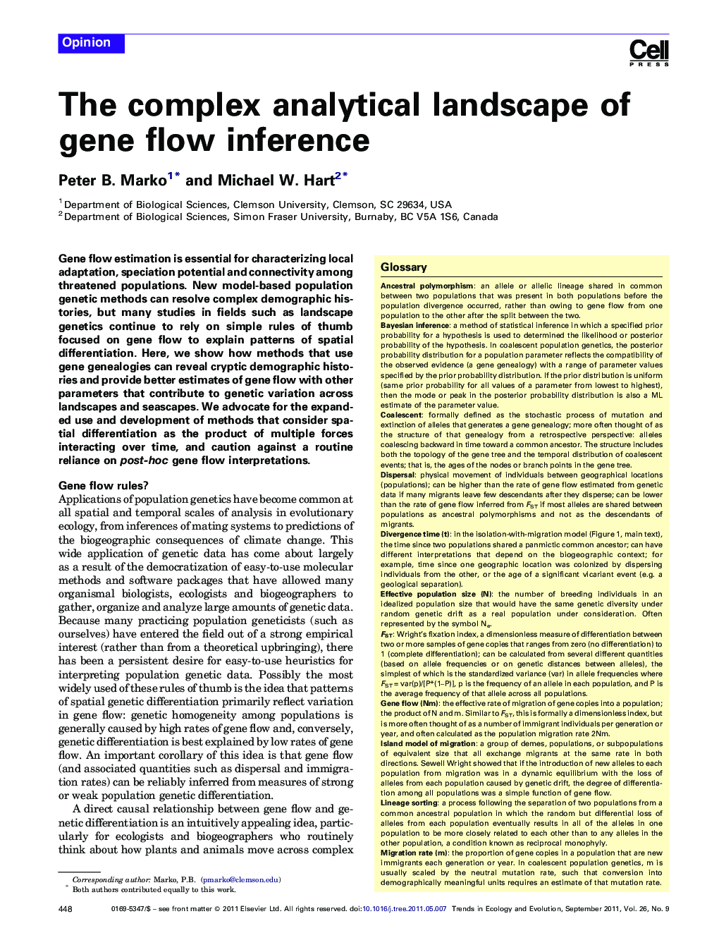 عکس صفحه اول مقاله: The complex analytical landscape of gene flow inference The complex analytical landscape of gene flow inference